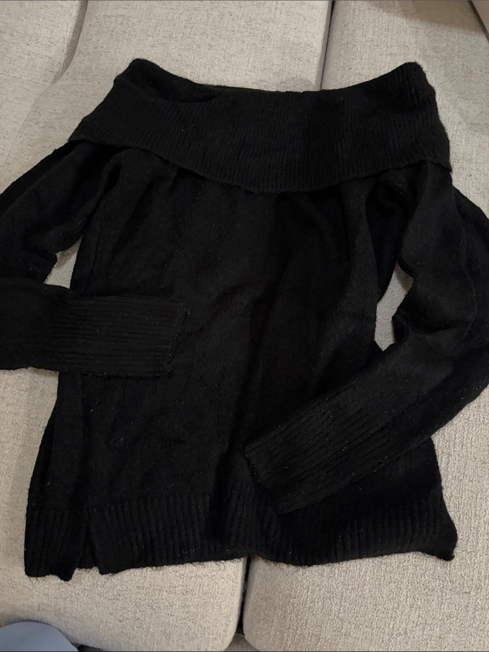 GAP Black Off-the-Shoulder Knit Sweater